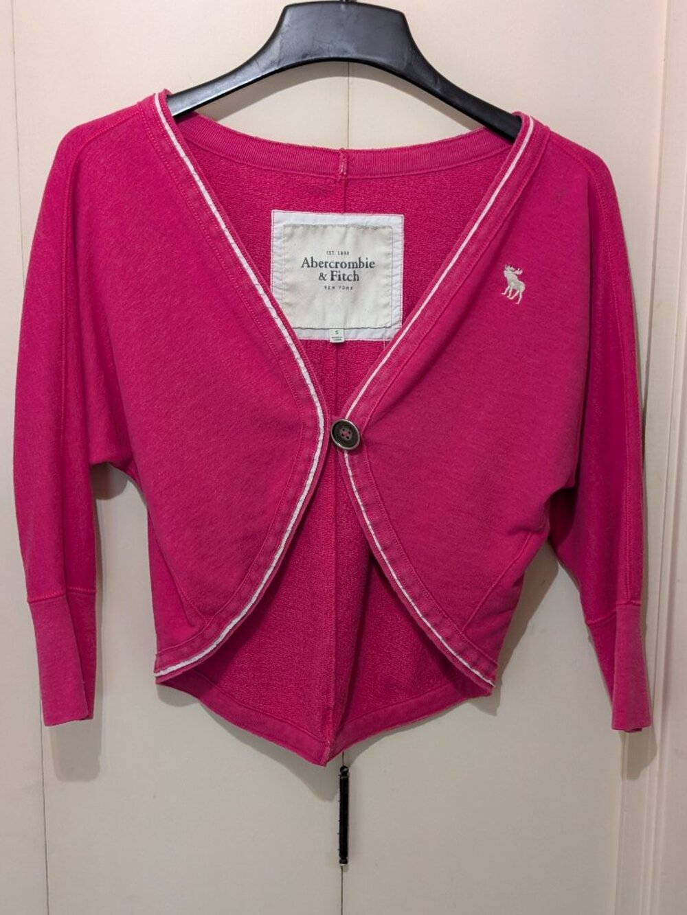 Pinky cute Abercrombie & Fitch Cropped Jacket -XS -Wht trim -very good condition